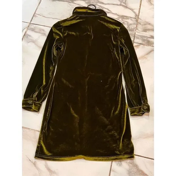 Blush Mark Women's Green Velvet Button-Up Mini Dress Size M - Picture 4 of 8